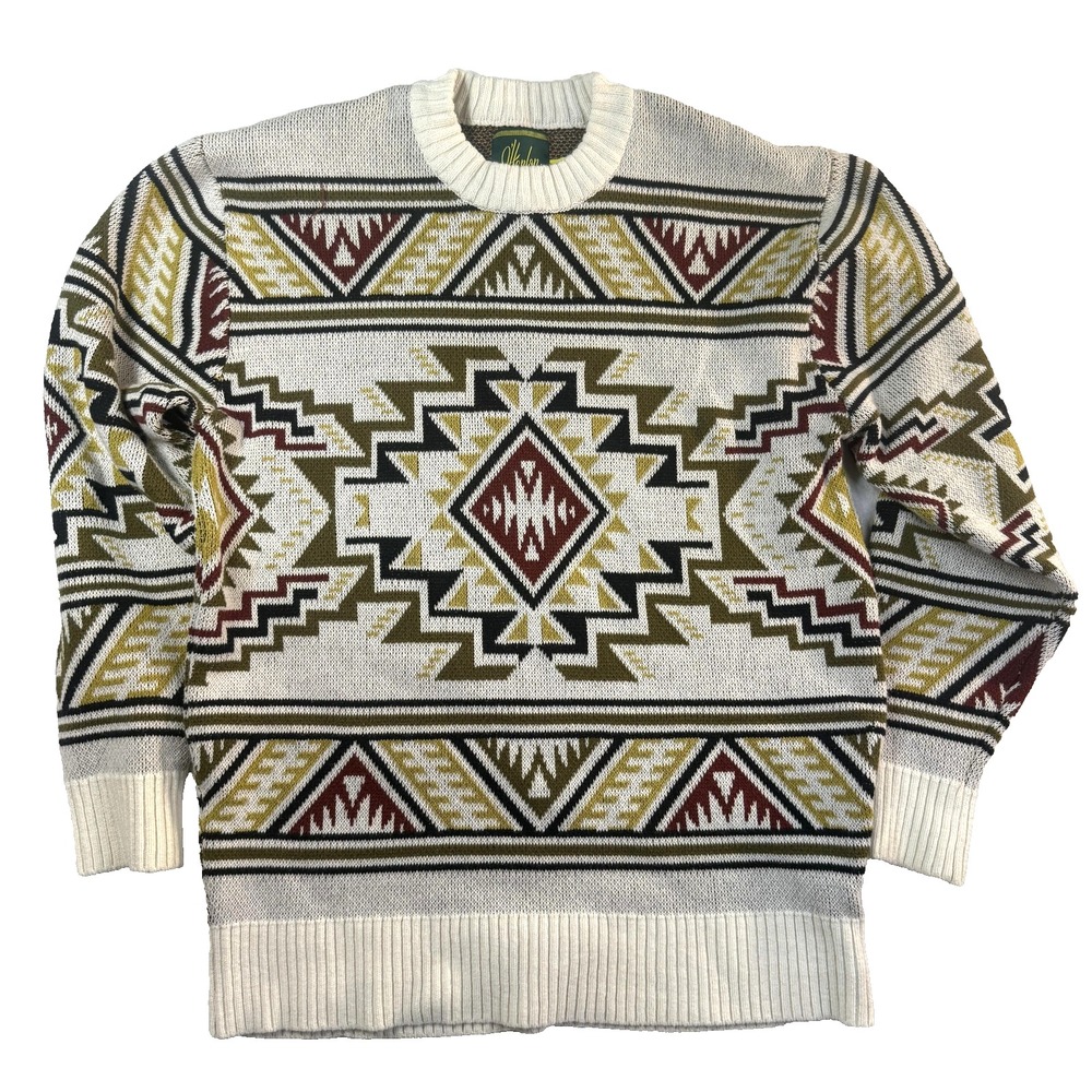 O'Hanlon Mills Sweatshirt Mens Geometric Knit Western Eclectic Grandpa